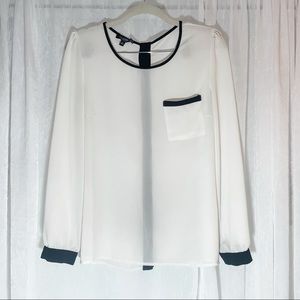 Spense Sheer White Button Up Blouse